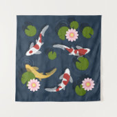 Japaner Koi Fisch-Teich-Quadrat Wandteppich (Vorderseite (Horizontal))