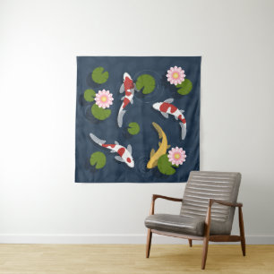 Japaner Koi Fisch-Teich-Quadrat Wandteppich