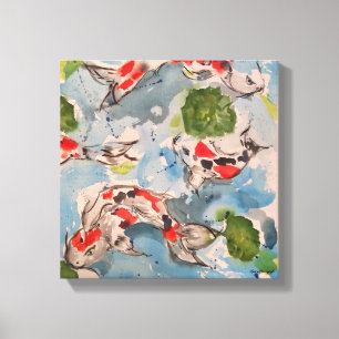 Japaner Koi Watercolor-Leinwand-Druck 12x12 Leinwanddruck