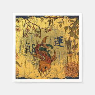 Japaner Koi Weißbuch-Servietten, Standardränder Serviette