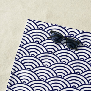 Japaner Koinobori Fisch-Skala in Delft-Blau Strandtuch