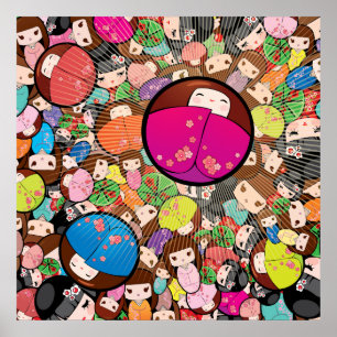 Japaner Kokeshi Puppe - Druck Poster