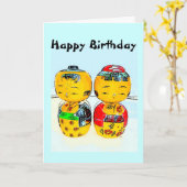 Japaner Kokeshi Puppen-Geburtstags-Karte Karte (Gelbe Blume)