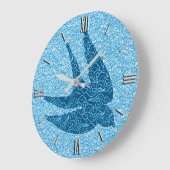 Japaner schlucken im Flug, Kobalt und hellblaues Große Wanduhr (Winkel)