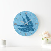 Japaner schlucken im Flug, Kobalt und hellblaues Große Wanduhr (Zuhause)