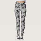 Japaner-Schwalben im Flug, Holzkohle u. hellgraues Leggings (Vorderseite)