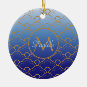 Japaner Seigaiha Kamm-Muschel Gradated Keramik Ornament