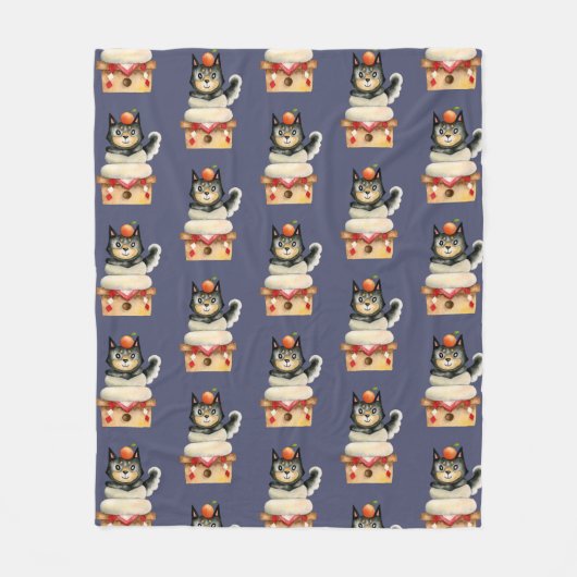 Japaner Shiba Inu HundeAquarell-Muster Fleecedecke (Vorderseite)