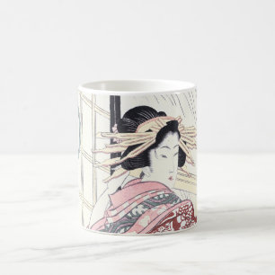 Japaner Ukiyo-e Kurtisane mit Haar-Verzierungen Kaffeetasse