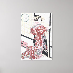 Japaner Ukiyo-e Kurtisane mit Haar-Verzierungen Leinwanddruck