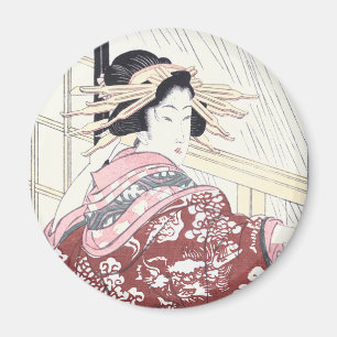Japaner Ukiyo-e Kurtisane mit Haar-Verzierungen Magnet