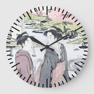 Japaner Ukiyo-e Niwa kein hanami durch Eishi Große Wanduhr