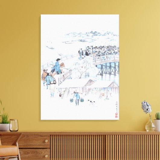 Japaner Ukiyo-e von 47 Ronin auf der Ryogoku Leinwanddruck (Insitu (Wohnzimmer))