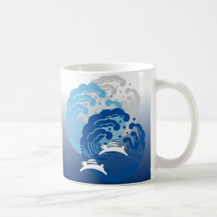 Japaner-Welle u. weißes Kaninchen Kaffeetasse