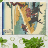 Japaner Woodblock Druck-Samurai-Pferdeverfolgung Geschirrtuch (Gefaltet)