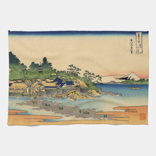 Japaner Woodblock: Enoshima in Sagami Provinz Geschirrtuch (Horizontal)