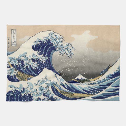 Japaner Woodblock: Große Welle weg von Kanagawa Küchentuch (Horizontal)