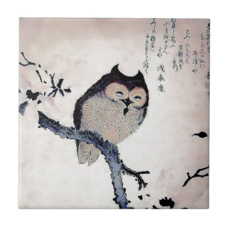 Japaner Woodblock Kunst-Eulen-Druck Fliese