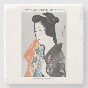 Japanerin, die ihr Handtuch hält - Goyō Hashiguchi Steinuntersetzer