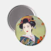 Japanerin in blau-kimono magnet (Vorderseite/Rückseite)