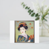 Japanerin in blau-kimono postkarte (Stehend Vorderseite)