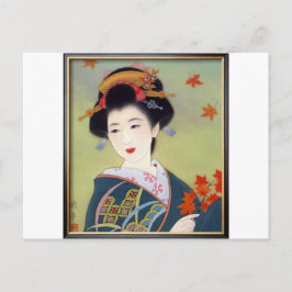 Japanerin in blau-kimono postkarte