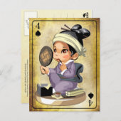 Japanerin in Kimono Make-up Postkarte (Vorne/Hinten)