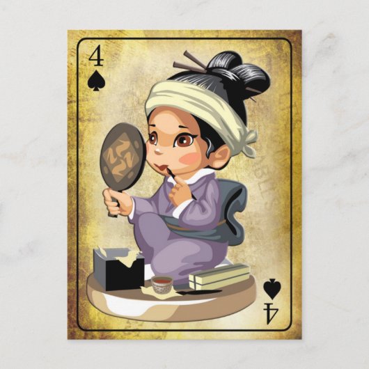 Japanerin in Kimono Make-up Postkarte (Vorderseite)