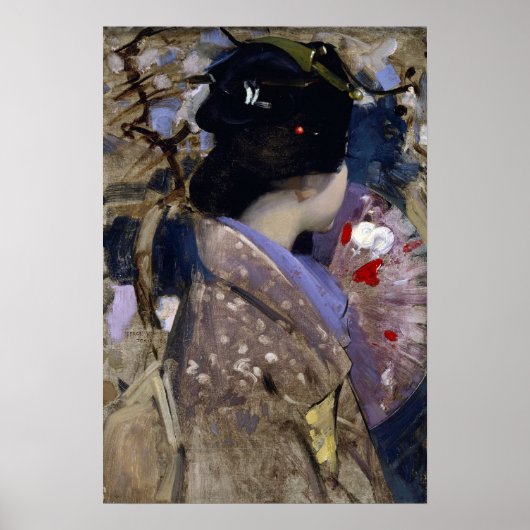 Japanerin mit einem Fan von George Hardy Poster (Vorne)