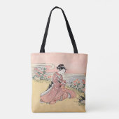 Japanerin Picking Chrysanthemum Tasche (Rückseite)