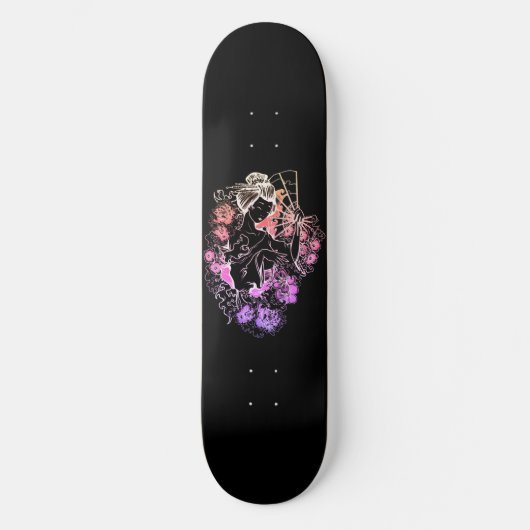 Japanerin tanzt in Blume Skateboard Deck (Vorderseite)