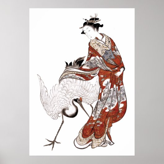 Japanerin und Krane (18. Jahrhundert) Poster (Vorne)