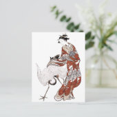 Japanerin und Krane (18. Jahrhundert) Postkarte (Stehend Vorderseite)
