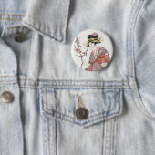 Japanerin, Vintage Malerei, Holzschnitt Button (Beispiel)