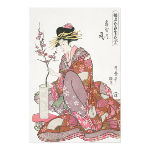 Japanerin, Vintage Malerei, Holzschnitt Fotodruck