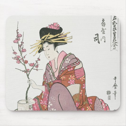 Japanerin, Vintage Malerei, Holzschnitt Mousepad (Vorne)