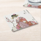 Japanerin, Vintage Malerei, Holzschnitt Rechteckiger Pappuntersetzer (angewinkelt)