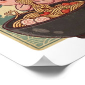 Japanese Anime Axolotls Ramen Black Axolotl Eating Poster (Ecke)