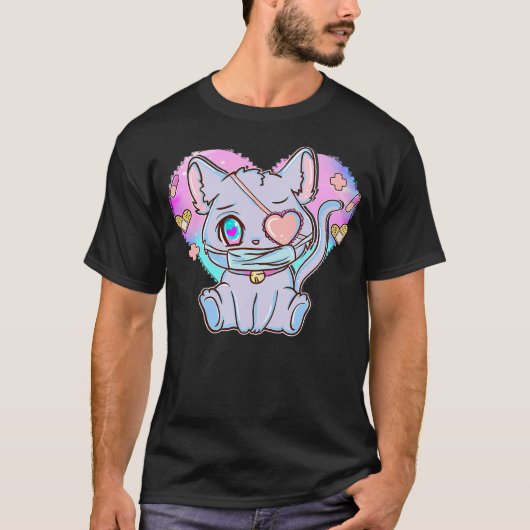 Japanese Anime Cat Shirt - Pastel Goth Menhera (Vorderseite)