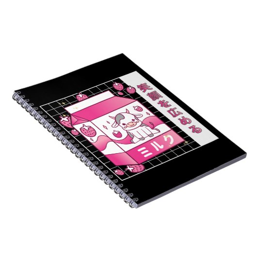 Japanese Anime Strawberry Milk Carton Cute Cow Notizblock (Rechte Seite)