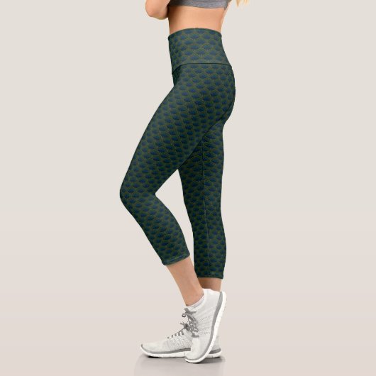 Japanese art deco style_ Deep Forest Capri Leggings (Links)