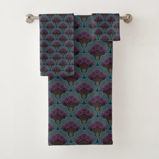 Japanese art deco style_Midnight Badhandtuch Set (Insitu)