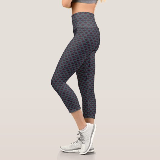 Japanese art deco style_ Midnight Capri Leggings (Links)