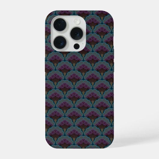 Japanese art deco style_Midnight iPhone Hülle (Rückseite)