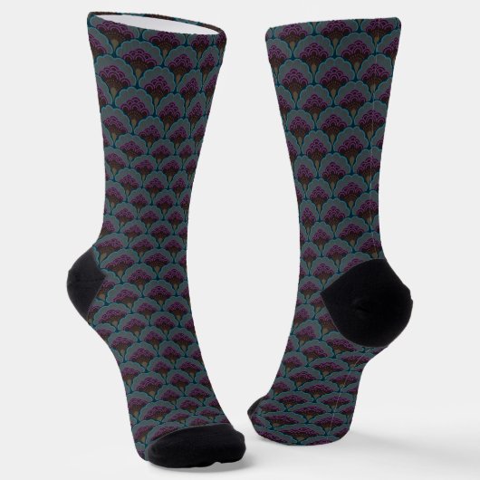 Japanese art deco style_Midnight Socken (Gewinkelt)