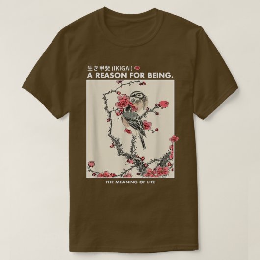 Japanese art Ikigai Sakura Cherry blossoms Bird Uk T-Shirt (Design vorne)