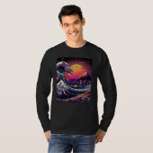Japanese Art Ukiyo-e Style Retrowave Great Wave Of T-Shirt (Vorne ganz)