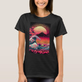 Japanese Art Ukiyo-e Style Retrowave Great Wave Of T-Shirt (Vorderseite)