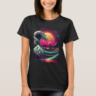Japanese Art Ukiyo-e Style Retrowave Great Wave Of T-Shirt