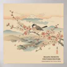 Japanese Art Wall Decor for Nurses – Cute Bird 